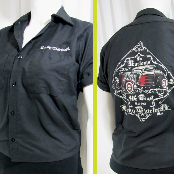 Lucky 13 Tops - Custom XL Rockabilly Lucky 13 Greaser Mechanic Top